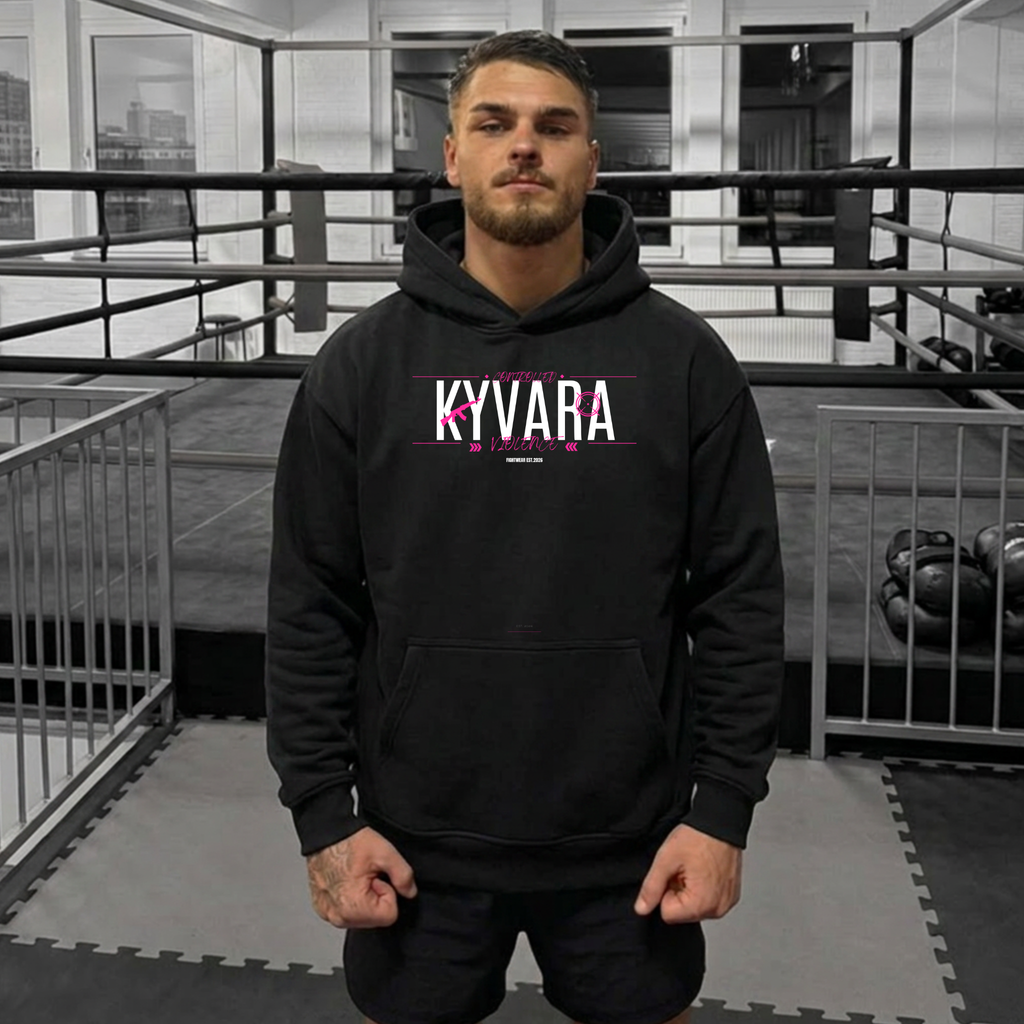 KYVARA - KYVARA Signature Oversized Hoodie – Black/Pink